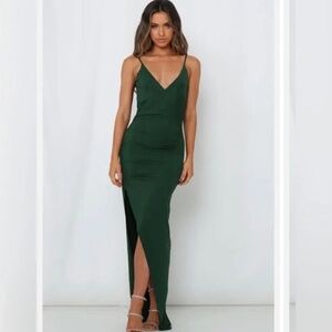 NWT Hello Molly BULLSEYE MAXI DRESS FOREST GREEN S